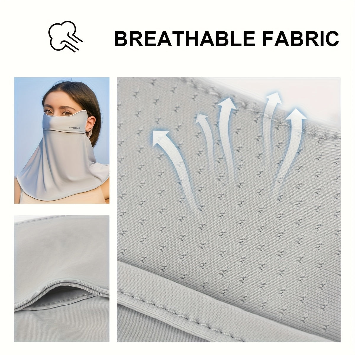 Windproof Face Mask Windproof, Dustproof Breathable Women's Face Mask - Ice, Sunshade Knit Nylon Fabric | Outdoor Activities, Stylish Design, Comfortable Wear, Available in Pink, Gray, Blue, Black, Outdoor Running