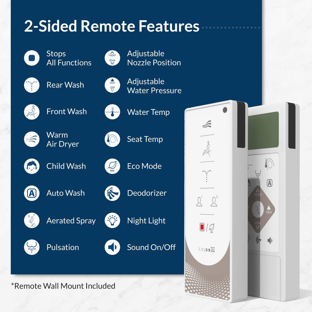 USPA 6800 Luxury Electric Bidet Seat for Elongated Toilets in White USPA6800-E