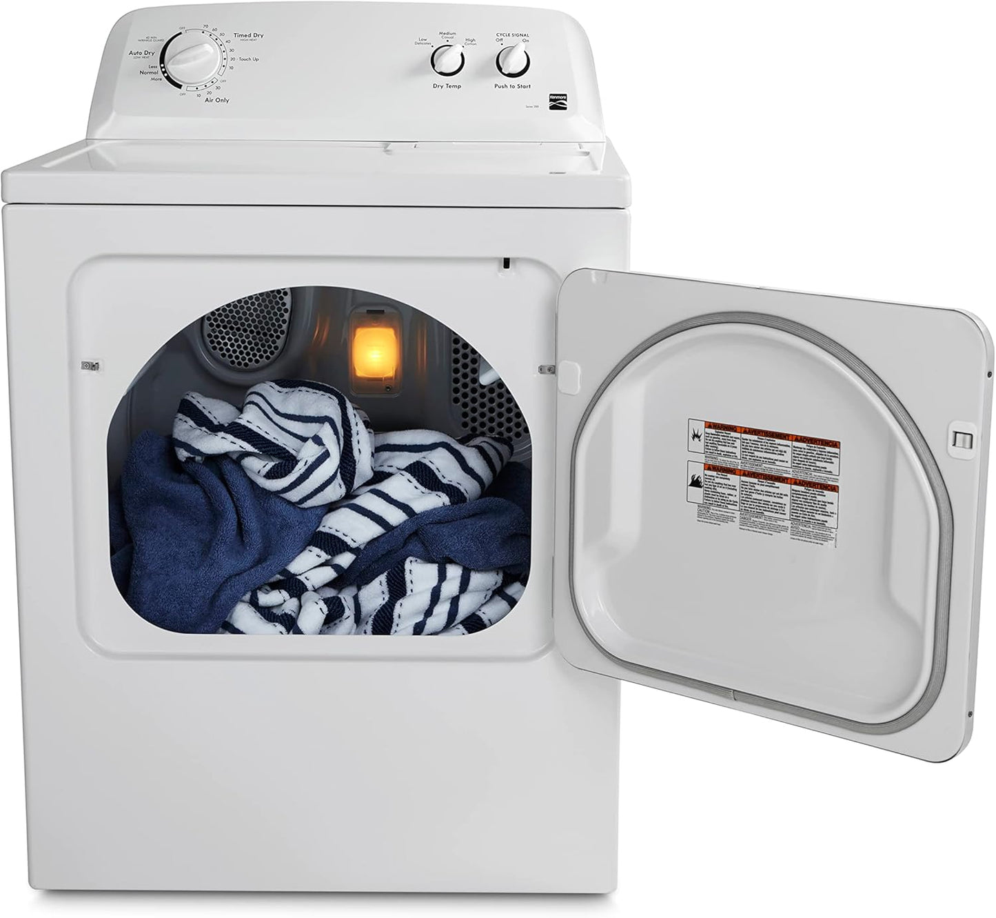 29′′ Front Load Electric Dryer with Wrinkle Guard and 7.0 Cubic Ft. Total Capacity, White