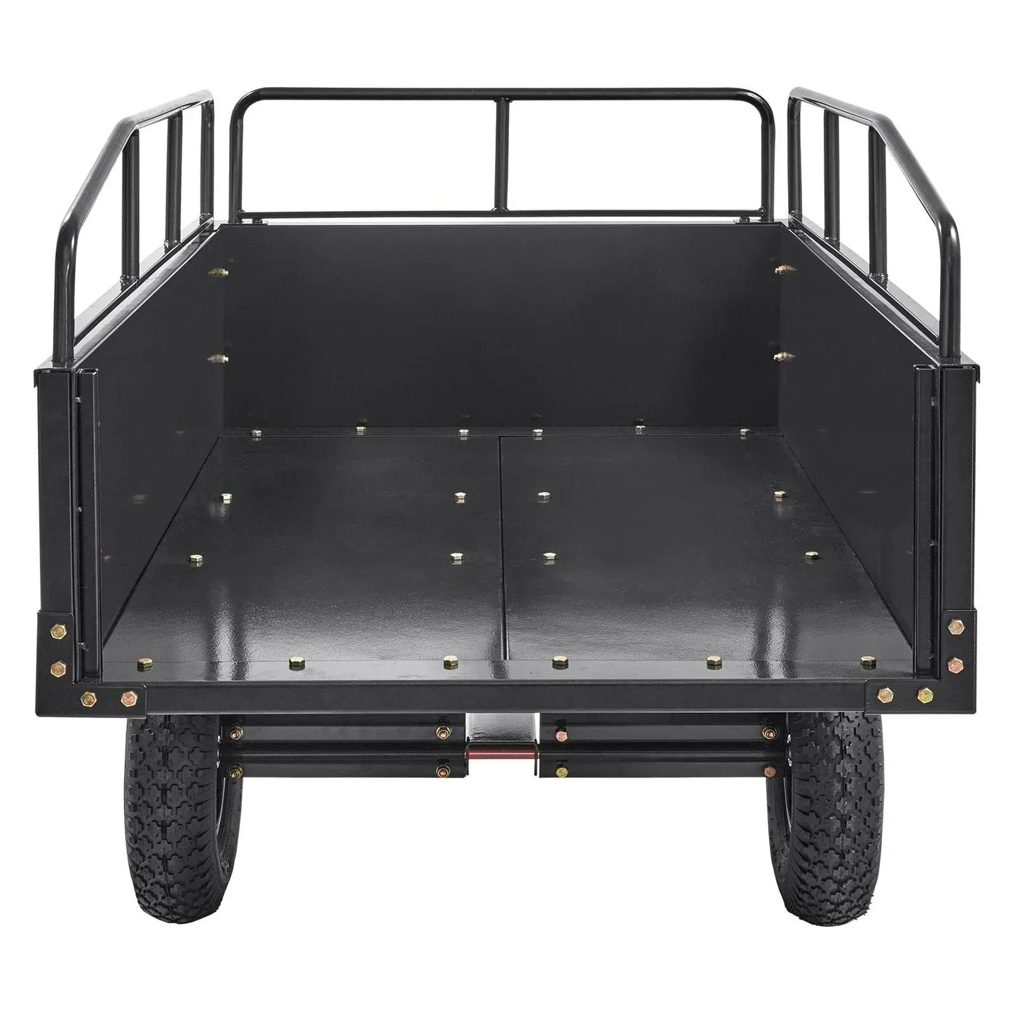 Heavy Duty ATV Trailer Steel Dump Cart, 750-Pound 15 Cubic Feet, Garden Utility Trailer with Removable Sides for Riding L