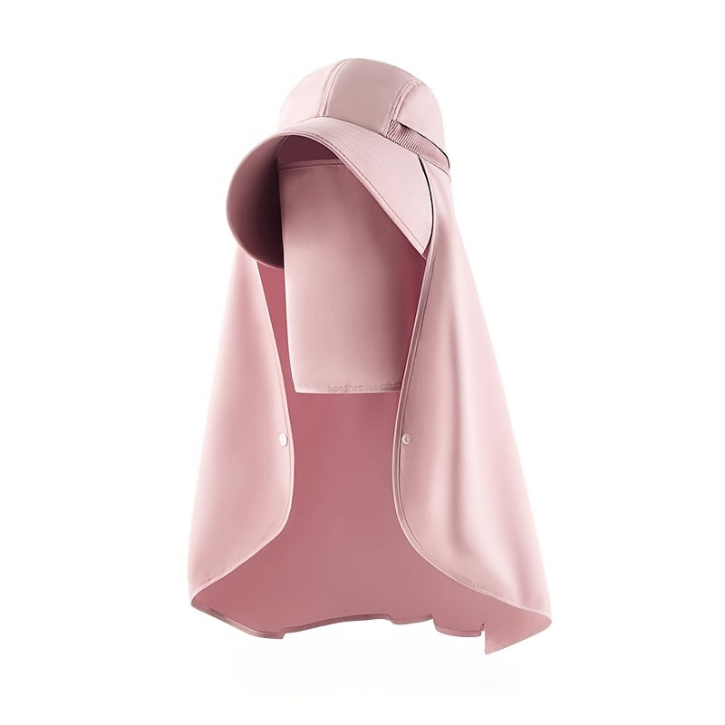 1pc, unisex wide brim buni hat, adjustable neck strap, breathable mesh, hat shawl mask 3in 1, summer travel beach hat, perfect for summer beach outdoor hiking trips