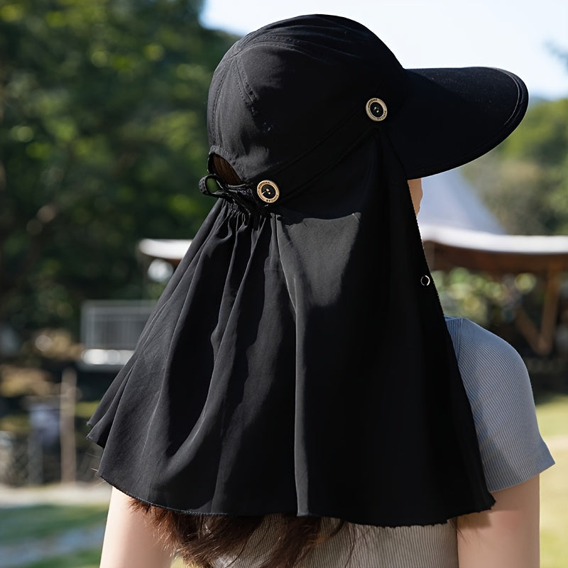 Women'S Summer Wide-Brimmed Neck Protector Hat with Detachable Shoulder Cape - Breathable, Adjustable for Cycling, Fishing & Outdoor Activities, Fishing Hat, Best for Christma