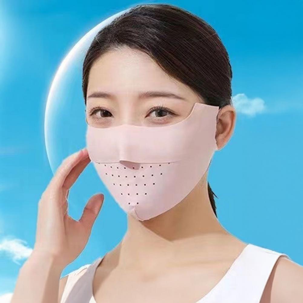 Sun Protective Face Mask with Adjustable Elastic Bands - Breathable Viscose Fiber, Washable & Reusable Sunscreen for Golf Sports Outdoor Activities