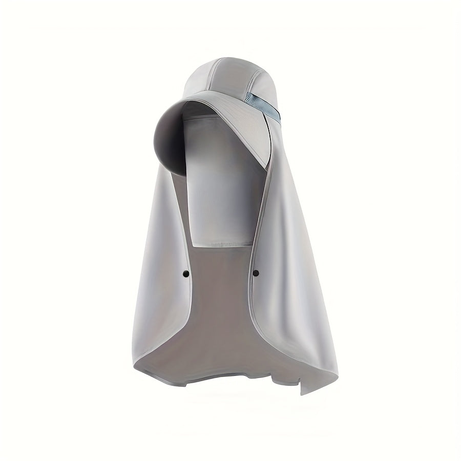 1pc, unisex wide brim buni hat, adjustable neck strap, breathable mesh, hat shawl mask 3in 1, summer travel beach hat, perfect for summer beach outdoor hiking trips