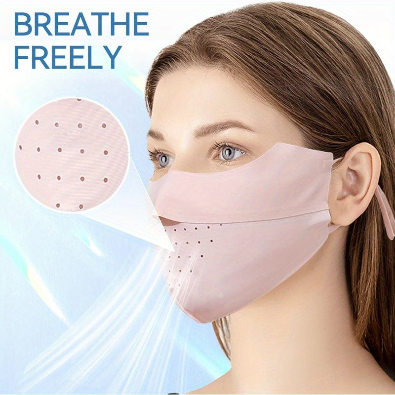 Sun Protective Face Mask with Adjustable Elastic Bands - Breathable Viscose Fiber, Washable & Reusable Sunscreen for Golf Sports Outdoor Activities