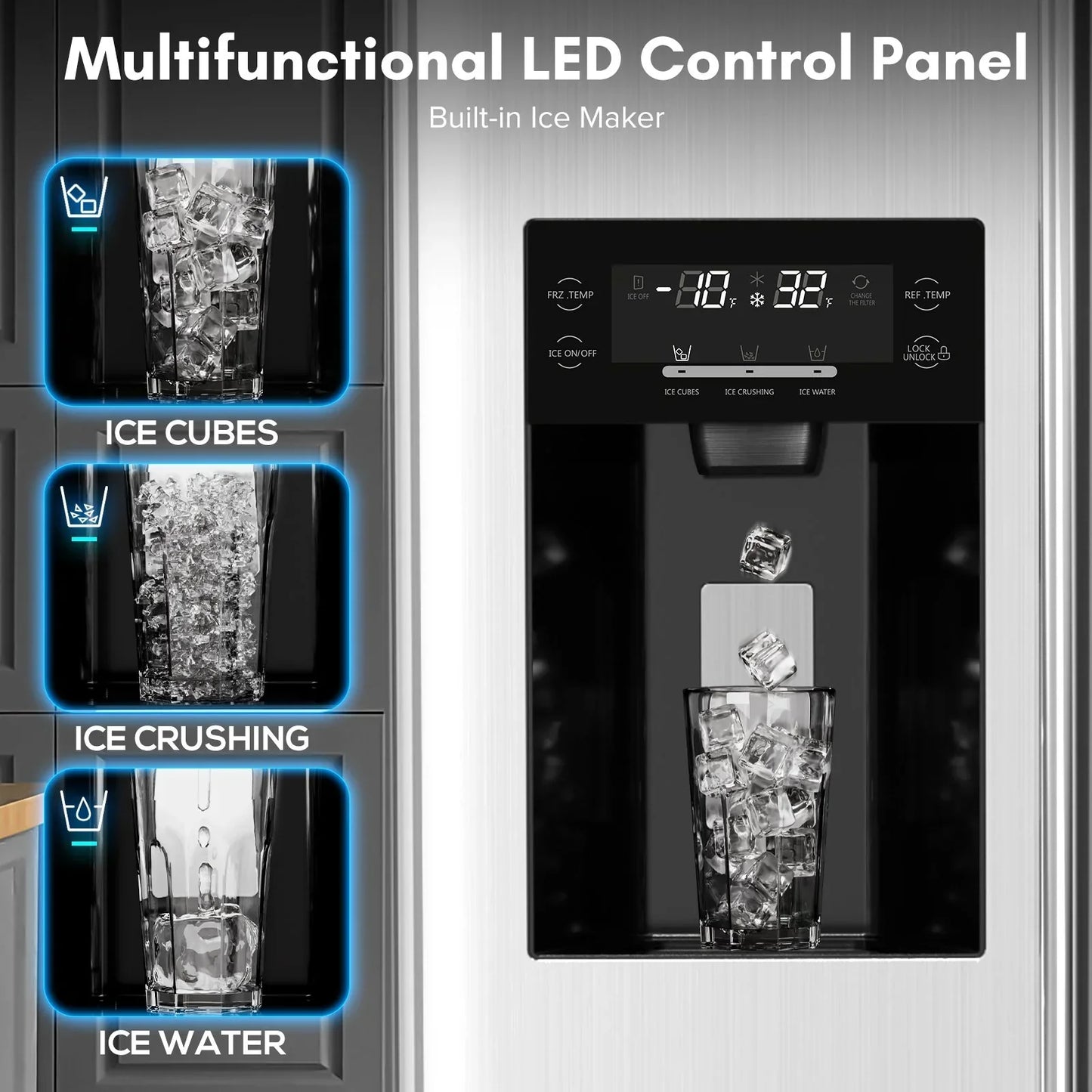 36" Side By Side 20.01 Cu. ft. Built-in Refrigerator with Freezer & Ice Maker Included