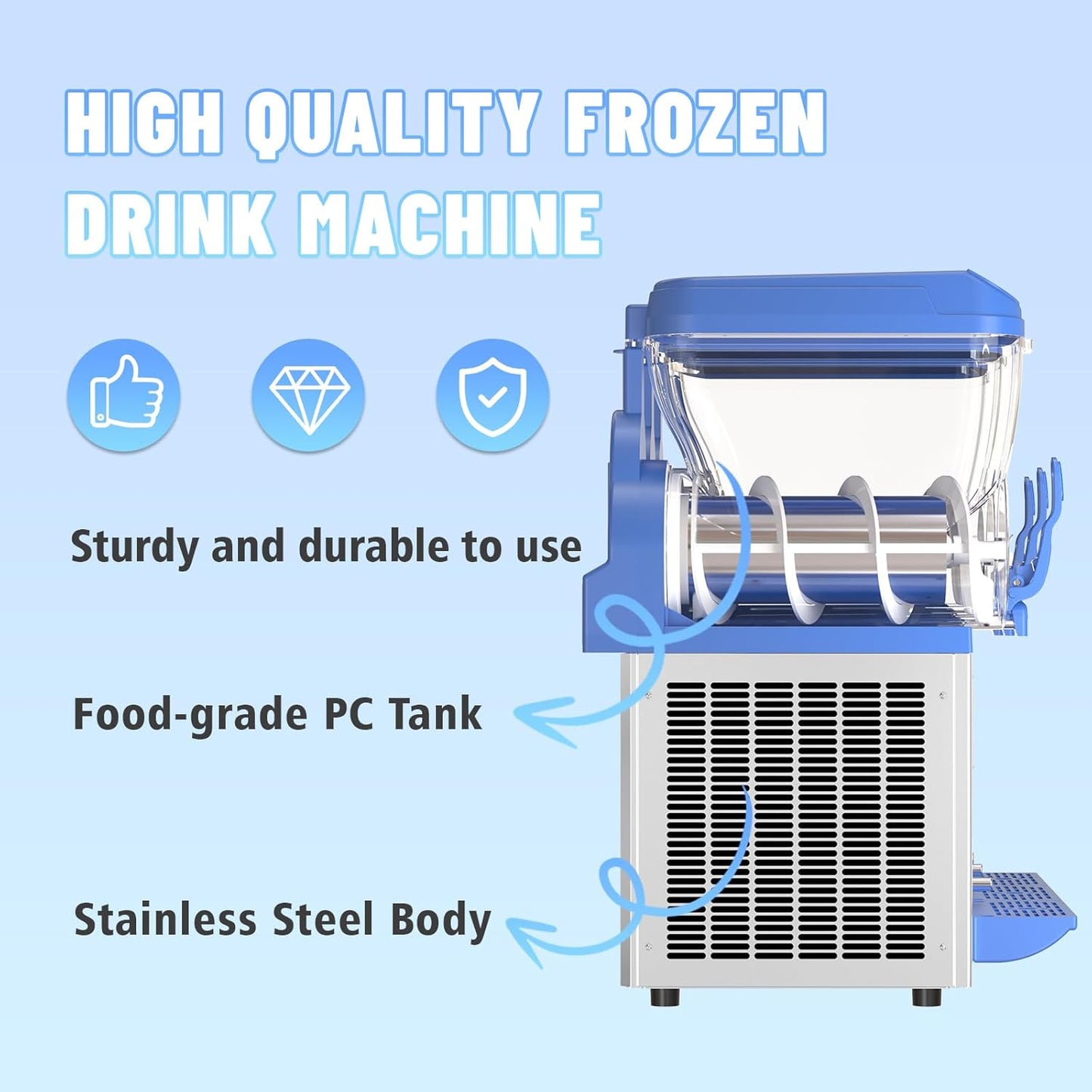Commercial Slushy Machine - 1000W 30L Tanks Slush Maker Machine 304 Stainless Steel Commercial Margarita Machines Efficient Cooling the Ideal Slushie Maker for Bars Cafes Restaurants