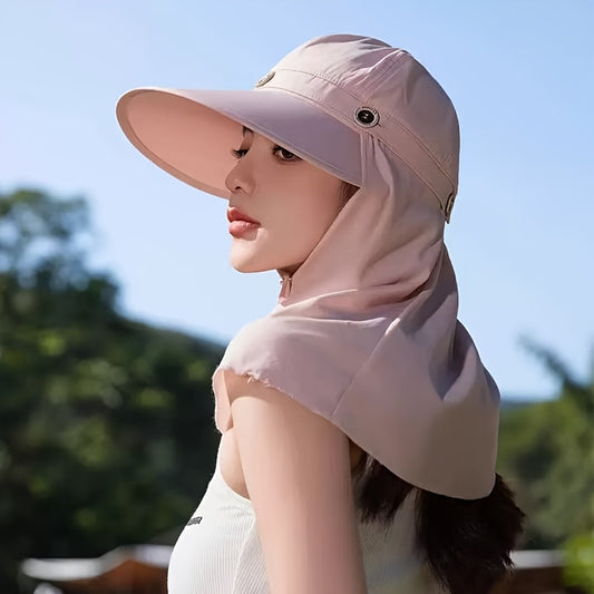 Women'S Summer Wide-Brimmed Neck Protector Hat with Detachable Shoulder Cape - Breathable, Adjustable for Cycling, Fishing & Outdoor Activities, Fishing Hat, Best for Christma