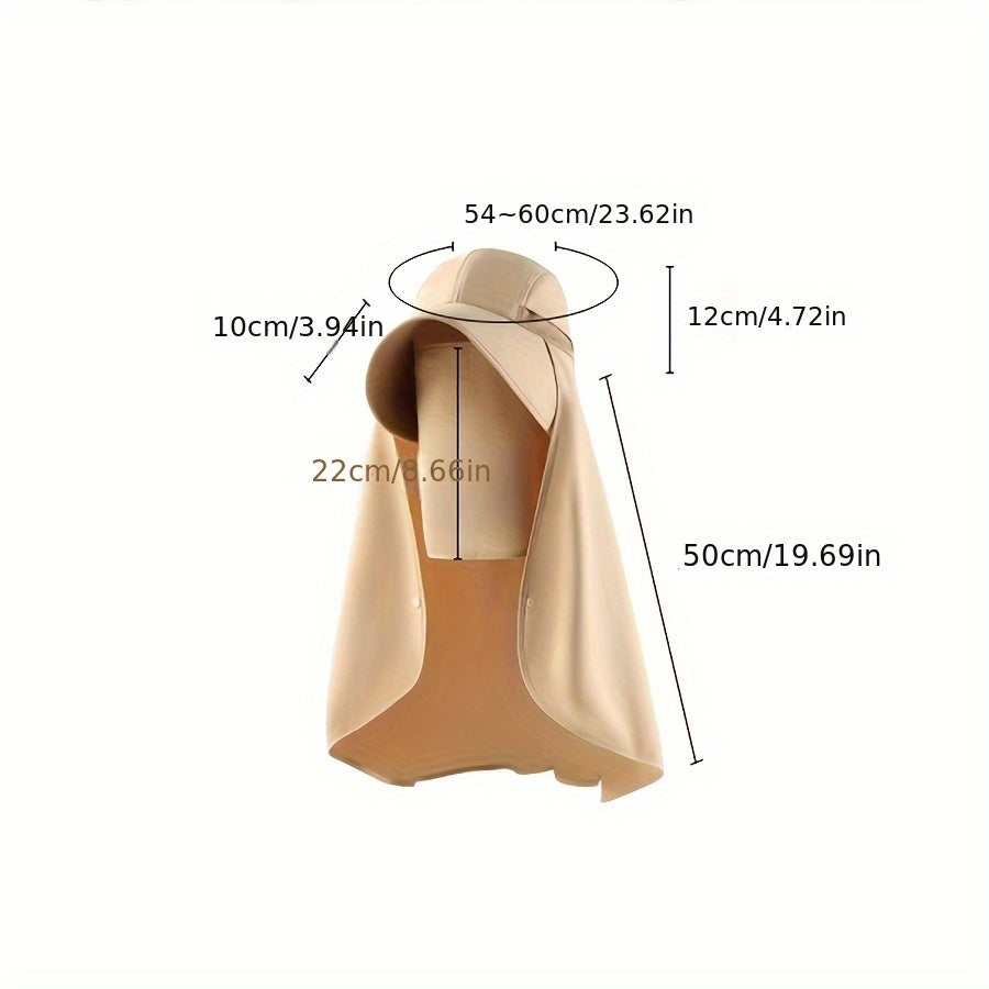 1pc, unisex wide brim buni hat, adjustable neck strap, breathable mesh, hat shawl mask 3in 1, summer travel beach hat, perfect for summer beach outdoor hiking trips