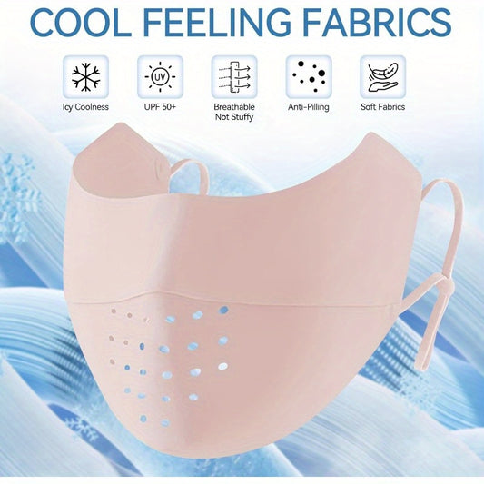 Sun Protective Face Mask with Adjustable Elastic Bands - Breathable Viscose Fiber, Washable & Reusable Sunscreen for Golf Sports Outdoor Activities