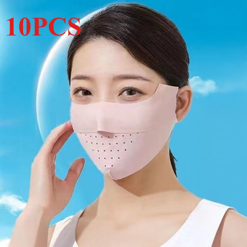 Sun Protective Face Mask with Adjustable Elastic Bands - Breathable Viscose Fiber, Washable & Reusable Sunscreen for Golf Sports Outdoor Activities