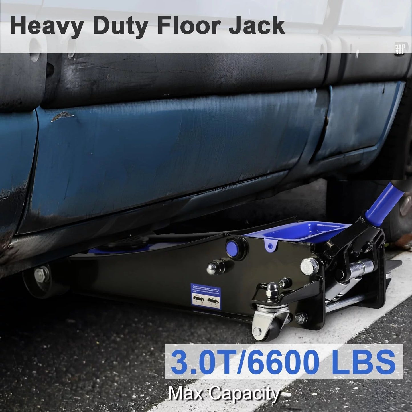 3 Ton Floor Jack, Hydraulic Low Profile Car Jack, Heavy Duty Steel Hydraulic Jack Floor Jack with Dual Piston Quick Lift Pump, Lifting Range 5.1′′-20′′