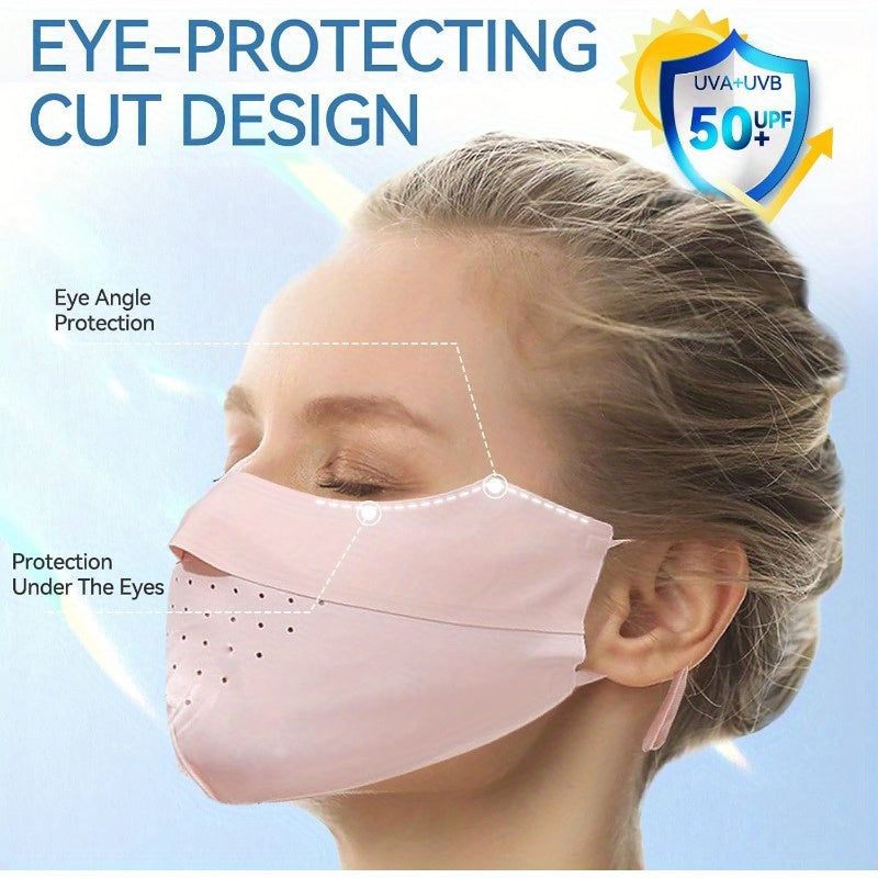 Sun Protective Face Mask with Adjustable Elastic Bands - Breathable Viscose Fiber, Washable & Reusable Sunscreen for Golf Sports Outdoor Activities