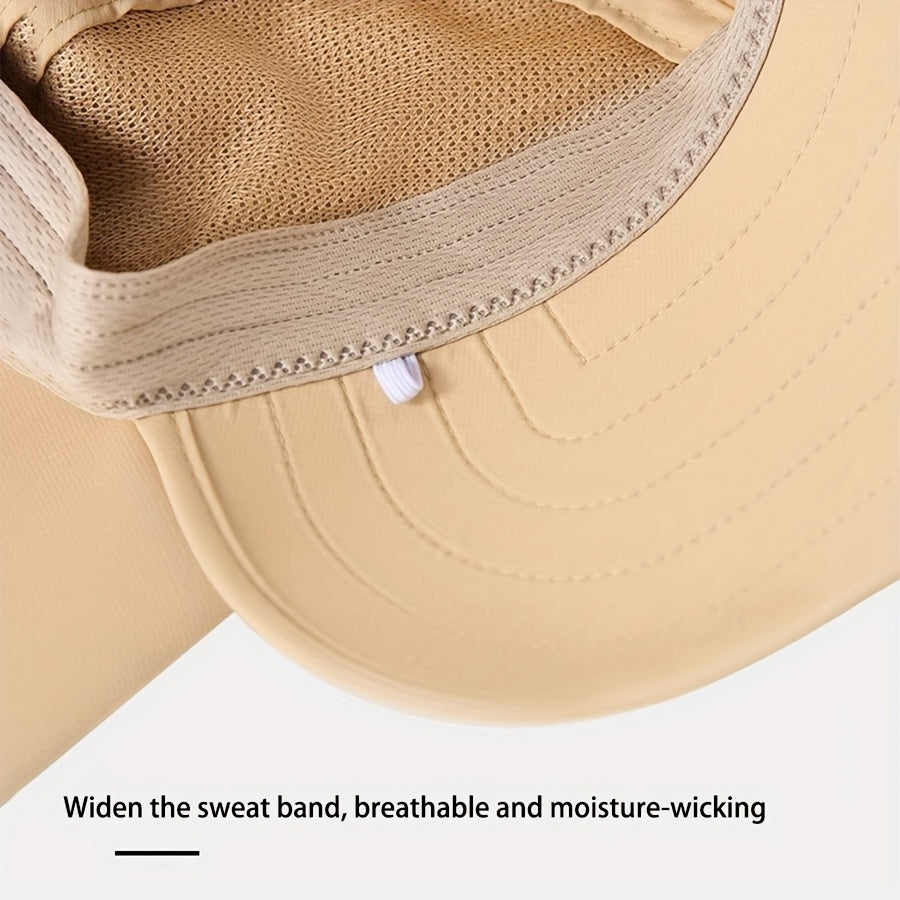 1pc, unisex wide brim buni hat, adjustable neck strap, breathable mesh, hat shawl mask 3in 1, summer travel beach hat, perfect for summer beach outdoor hiking trips