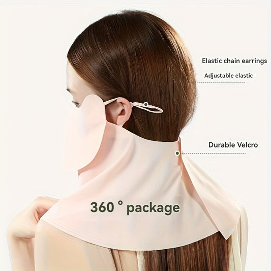 Women's Fashion Breathable Elastic Sunshade Mask - Wide Coverage Reusable Face Cover for Spring & Summer, All-Weather Outdoor Activities, Casual Style, Hand Wash\u002FDry Clean, Mask, Summer, Lightweight Design, Comfortable Fit
