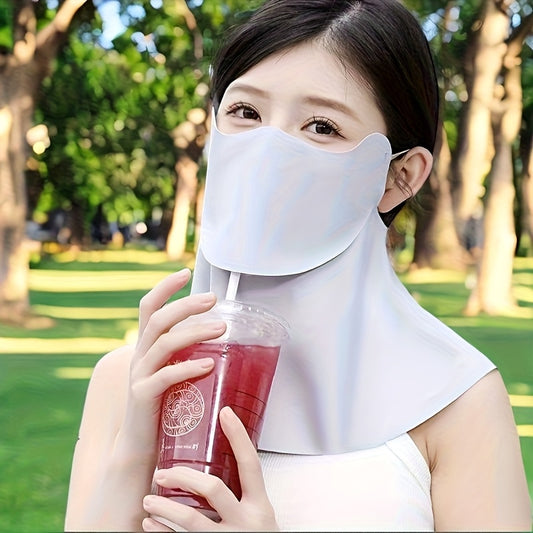 Women's Fashion Breathable Elastic Sunshade Mask - Wide Coverage Reusable Face Cover for Spring & Summer, All-Weather Outdoor Activities, Casual Style, Hand Wash\u002FDry Clean, Mask, Summer, Lightweight Design, Comfortable Fit
